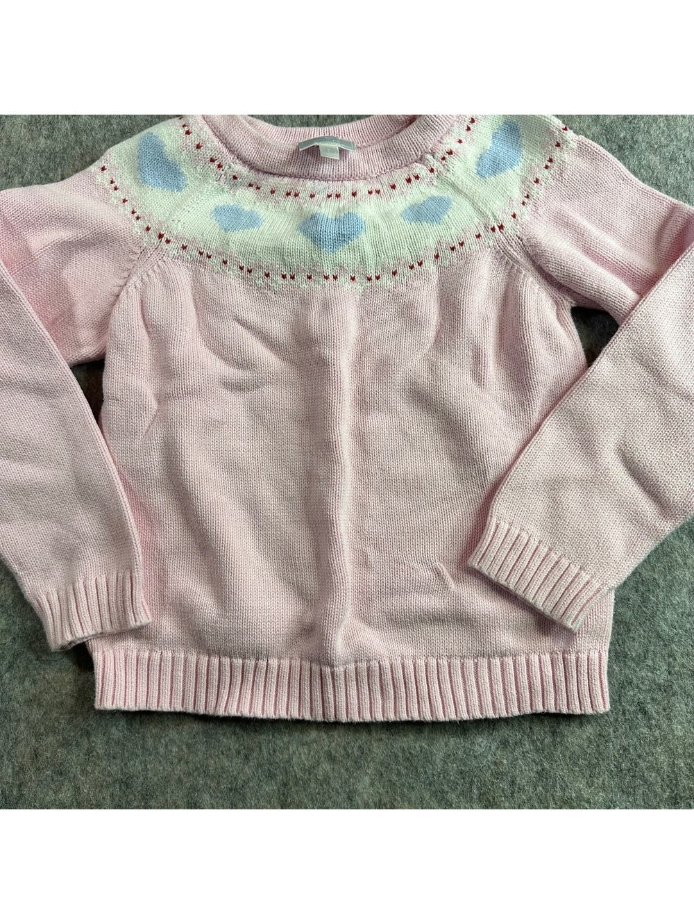 Little English heart knit sweater pink sweet classic 6